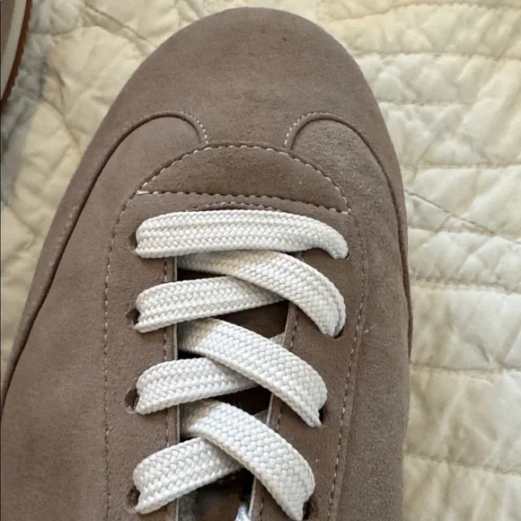 Polo by Ralph Lauren womens taupe suede sneakers